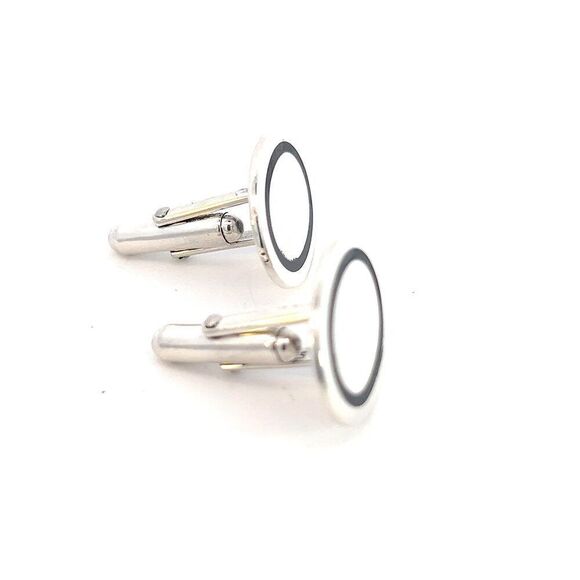 Tiffany & Co Estate Mens Silver & Blue Enamel Cufflinks Silver TIF605 - Picture 6 of 10